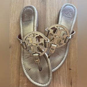 Tory Burch Miller Metallic Sandals - Gold - size 8